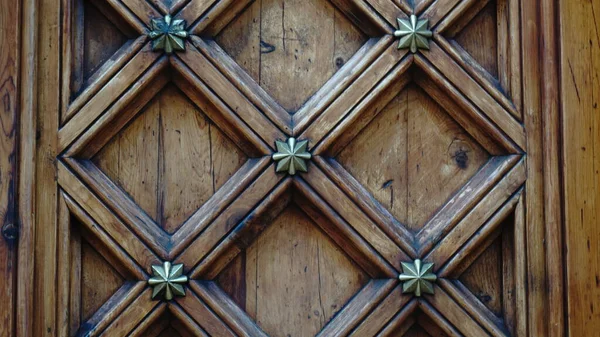 Gilded Details Old Wooden Door — Stock Photo, Image
