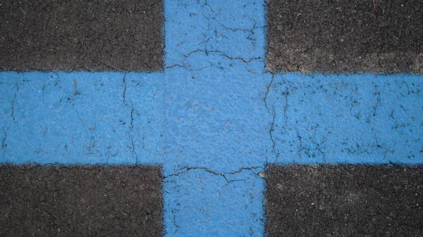 Pintura Azul Sobre Fundo Asfalto — Fotografia de Stock