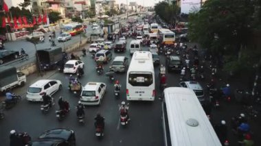 Hanoi 'deki Yoğun Yol, Yoğun Trafik Saati, Altyapı, Ulaşım, Vietnam