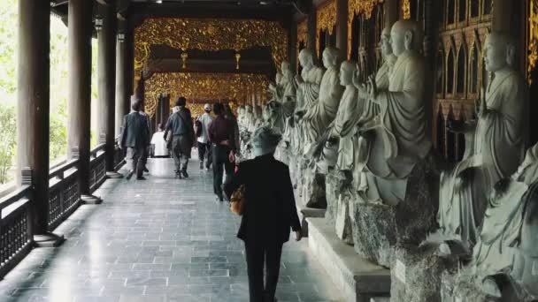 Grote beelden op Bai Dinh Tempel Spiritueel en Cultuur Complex in Ninh Binh Vietnam, de grootste spirituele toeristische plaats in Vietnam — Stockvideo