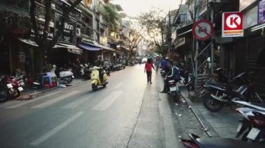 The Bustling Street Scene of Hanoi, Vietnam, Old Town, Motosiklet Trafiği