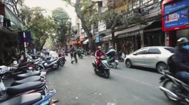 The Bustling Street Scene of Hanoi, Vietnam, Old Town, Motosiklet Trafiği