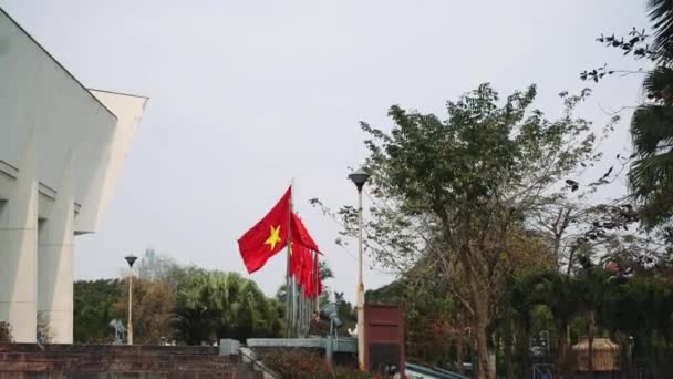 Drapeaux du Vietnam. Hanoi, Vietnam — Video