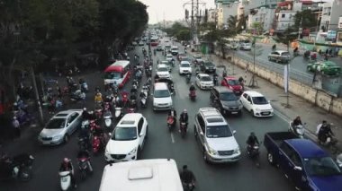 Hanoi 'deki Yoğun Yol, Yoğun Trafik Saati, Altyapı, Ulaşım, Vietnam