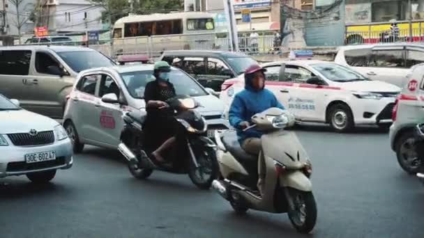 ハノイの渋滞道路,忙しいラッシュアワー,インフラ,交通,ベトナム — ストック動画