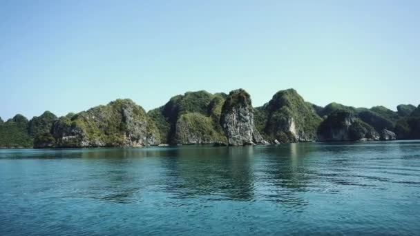 Halong Körfezi Vietnam Panoramik Manzarası — Stok video