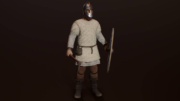 Viking warrior 3d render, 3d model