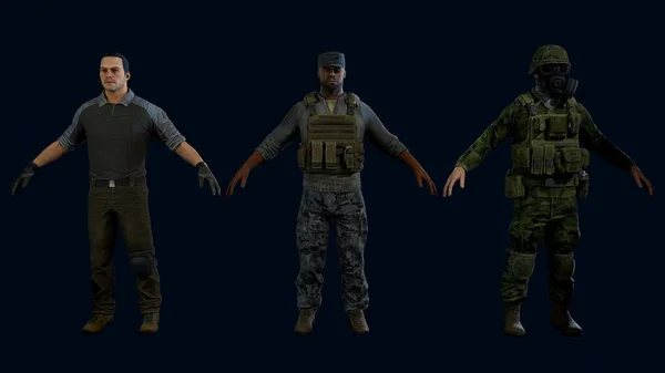 Militar Renderizado Soldados Masculinos Modelo — Foto de Stock