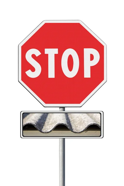 アスベストの概念を停止します 道路標識上の Asbeston を停止します — ストック写真