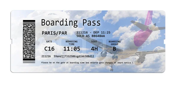Flygbiljetter För Ombordstigning Isolerade Vitt Med Utrymme För Textinfogning Innehållet — Stockfoto