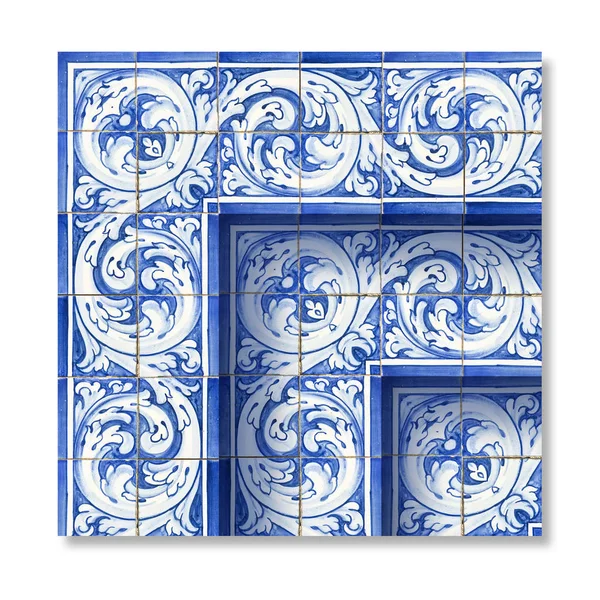 Design Rámu Typickou Portugalskou Dekorací Zvanou Azulejos — Stock fotografie