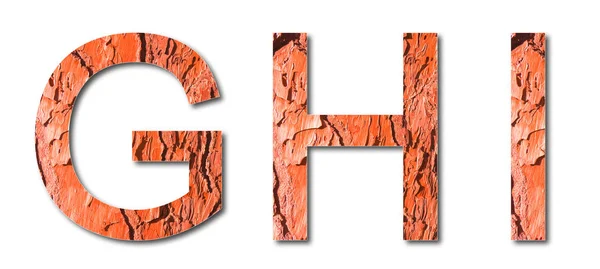Buchstaben Mit Roter Kiefernrinde Hintergrund Nützlich Für Natürliche Themen — Stockfoto