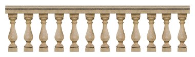 Beton bir italyan balustrad 'ının ayrıntıları - beyaz arkaplanda kolay seçim için kusursuz desenli konsept görüntüsü