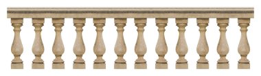Detail of a concrete italian balustrade - seamless pattern concept image on white backgroud for easy selection clipart