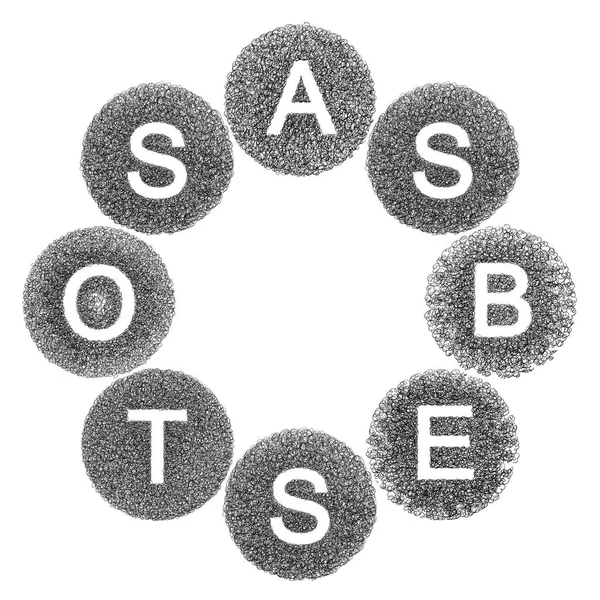 文字で書かれた単語アスベスト アスベストの粒子の形に似ているがグラフィック — ストック写真