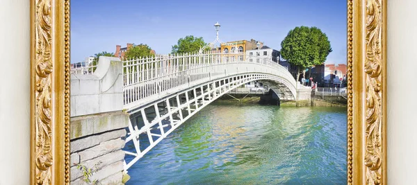 Dublin Leghíresebb Híd Úgynevezett Half Penny Híd Fogalom Kép Val — Stock Fotó