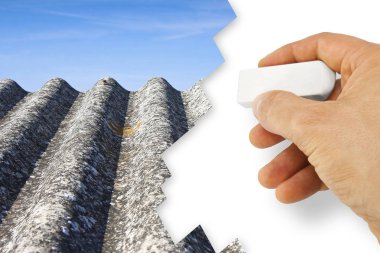 Asbest - asbest ücretsiz kavramı görüntü - kaldırır el bir inşaat sektöründe en tehlikeli maddelerin