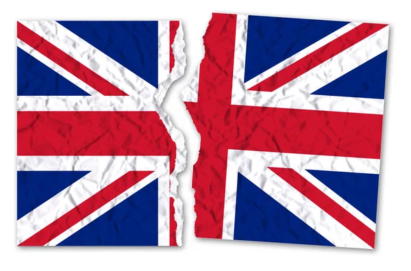 Foto Rasgada Una Bandera Británica Imagen Conceptual — Foto de Stock