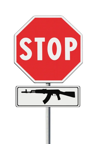 Stop Armes Concept Image Sur Panneau Signalisation Sur Fond Blanc — Photo