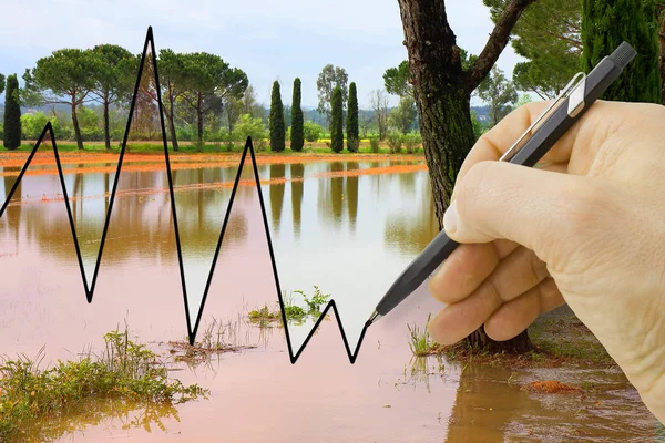 Hand Trekt Een Grafiek Seizoensgebonden Regenval Concept Afbeelding — Stockfoto