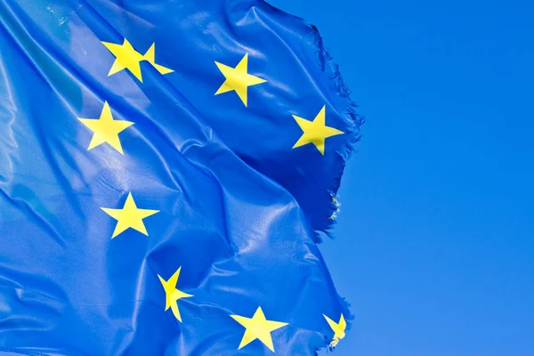 Bandera Europea Deshilachada Imagen Conceptual Con Espacio Para Copiar — Foto de Stock