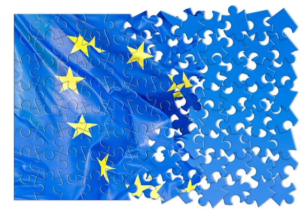 Bandeira Europeia Desgastada Imagem Conceitual Forma Quebra Cabeça — Fotografia de Stock