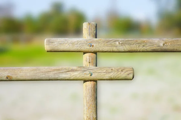 Detalj Ett Staket Trä Byggd Med Polacker Kluvna — Stockfoto