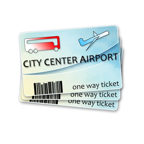 Bus tickets from city center to airport and return - concept image