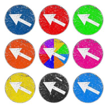 Eski renkli oklar beyaz arka plan üzerinde oturum