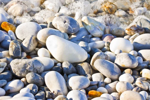 Фон Белыми Серыми Камнями Мягко Округлен Смыт Морской Воды — стоковое фото