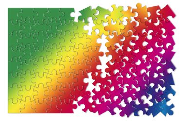 Renkli parçalı bulmaca - beyaz arka plan resmine kavramı