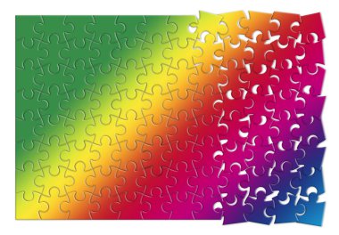 Renkli parçalı bulmaca - beyaz arka plan resmine kavramı