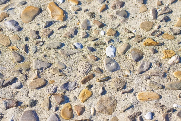 Pavimentación Piedra Con Grava Guijarros Diferentes Tamaños Colores Arena — Foto de Stock