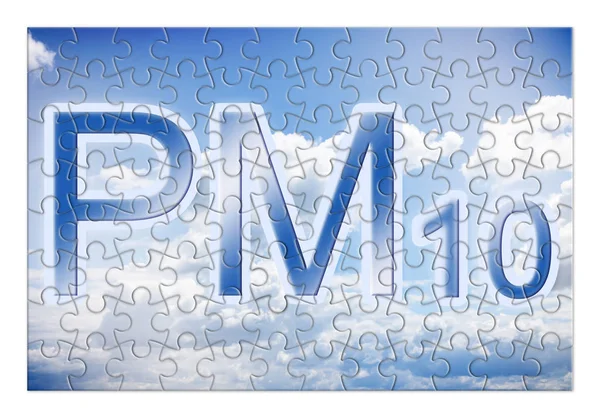 减少空气中的颗粒物 Pm10 拼图形状的概念图像 — 图库照片