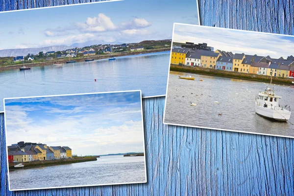 Ирландский Прибрежный Пейзаж Типичными Цветными Рыбацкими Домами Постарды Концепции Цветном — стоковое фото