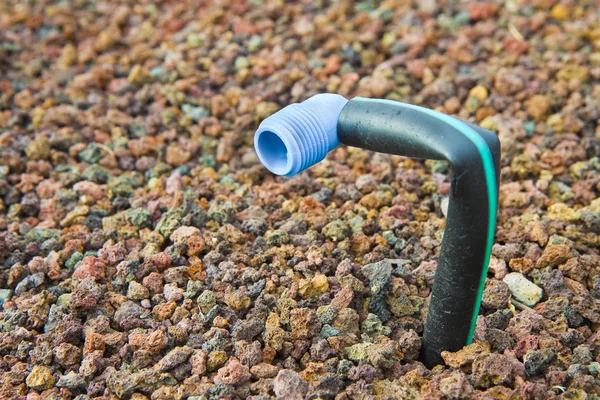 Zwart Polyethyleen Pijp Voor Irrigatie Van Grond Komen — Stockfoto