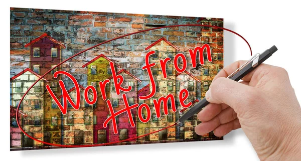 Hand Schrijven Work Home Met Nieuwe Technologie Die Thuis Concept — Stockfoto