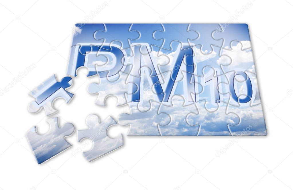 Reduction of particulate matter (PM10) in the air -  concept image in puzzle shape