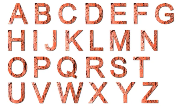 Komplettes Alphabet Mit Rotgetönter Kiefernrinde Hintergrund Nützlich Für Natürliche Themen — Stockfoto