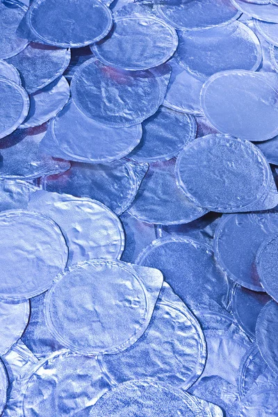 Duroplastische Aluminiumhülle Für Überlappenden Joghurt Getöntes Bild — Stockfoto