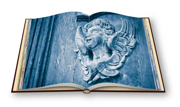 Скульптура деревянного ангела - более 100 лет - 3D ренде — стоковое фото
