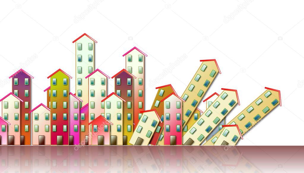 Demolition of an urban agglomeration - concept illustration agai