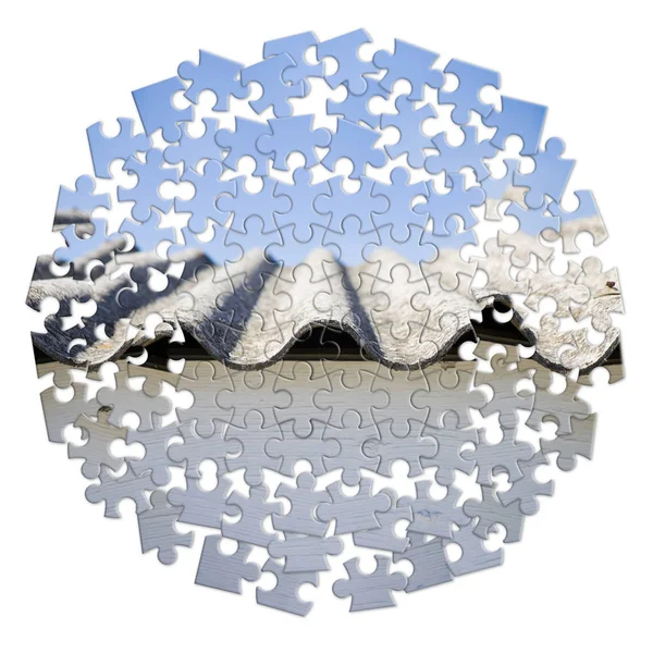 Asbestos removal  - concept image in circular jigsaw puzzle shap — Stock Photo, Image