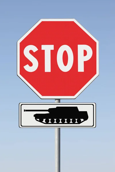 Stop à la guerre - Image conceptuelle dessinée avec des panneaux routiers — Photo