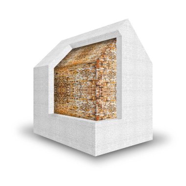 3d render eve termal izolasyonlu polistren duvarlarla - boğa