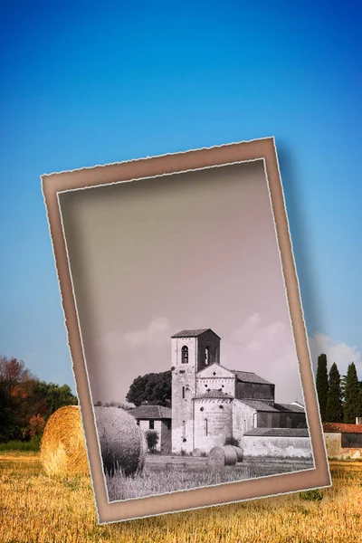Postkarte einer romanischen Kirche in der Toskana (Italien) - Konzeptbild — Stockfoto