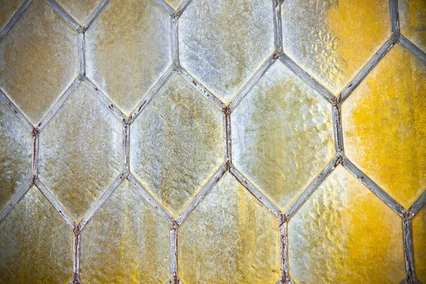 Detail of an old window with handmade leaded glass — Stock Photo, Image