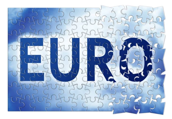 La reconstruction de l'euro - image conceptuelle en forme de puzzle — Photo
