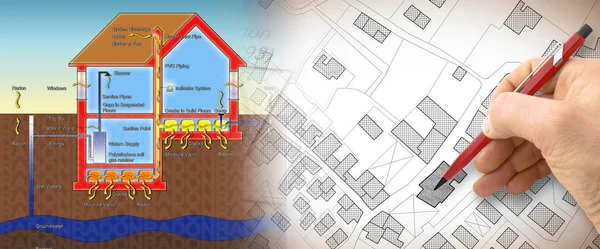 Evlerimizde radon gazı tehlikesi - kavram illüstrasyon ile