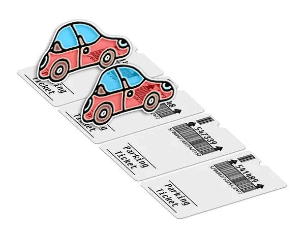 Ticket voor parkeren gebied op witte achtergrond - concept afbeelding — Stockfoto